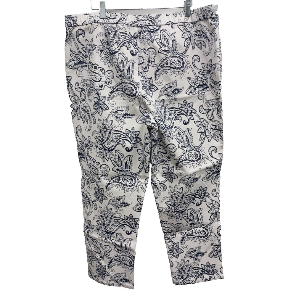 D&Co Denim Company Womens Ankle Pants 20W Black White Crop Paisley Cottagecore